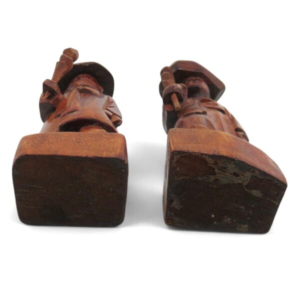 Vintage Hand-Carved Wooden ASIAN Couple FIGURINES With Traditional Attire 6 Inch - Picture 6 of 10